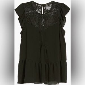 Gibson Black Lace Ruffle Blouse